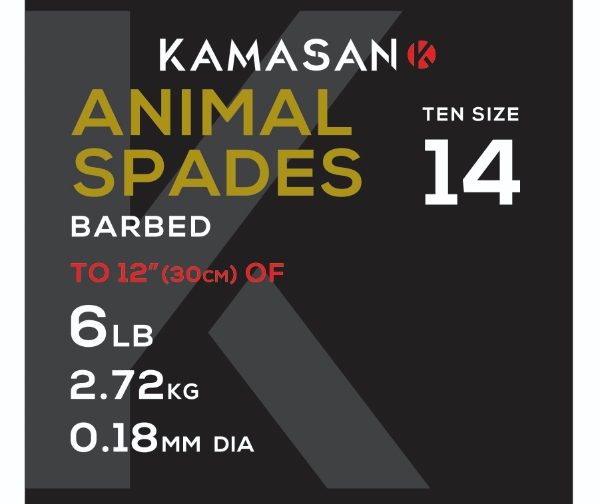 Kamasan Animal Barbed Spade Hooks to Nylon 